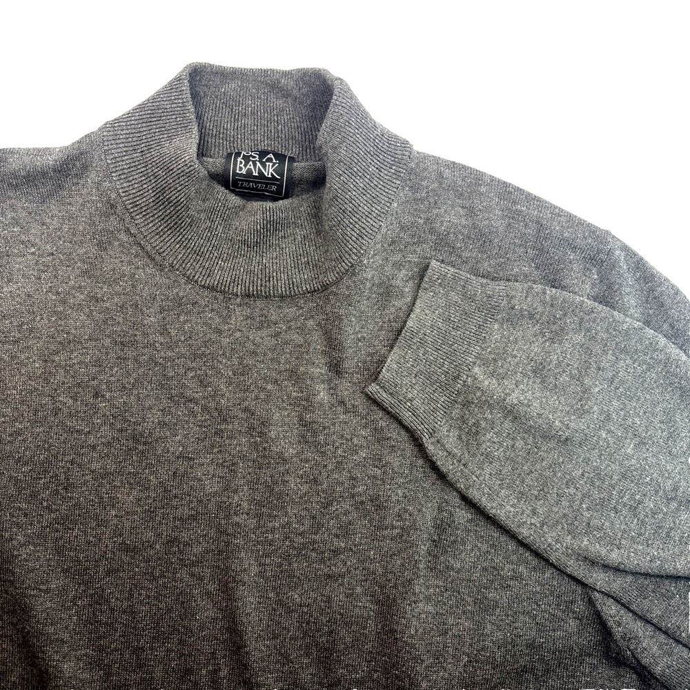 JoS A‎ Bank Merino Wool Mock Pullover Sweater Mens Large Gray Traveler